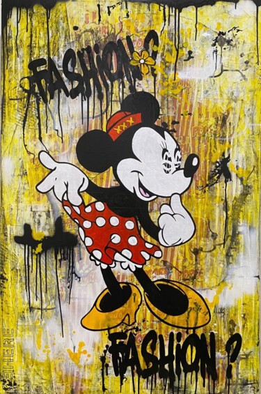 Malerei mit dem Titel "Minnie" von Christelle Riffet (Céhère), Original-Kunstwerk, Acryl Auf Keilrahmen aus Holz montiert
