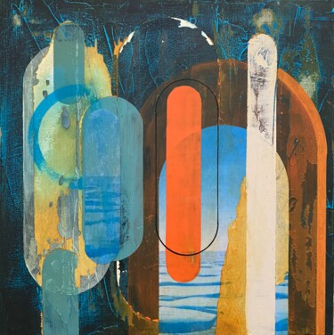 Malarstwo zatytułowany „Blue like an orange” autorstwa Christelle Riffet (Céhère), Oryginalna praca, Akryl Zamontowany na Ka…