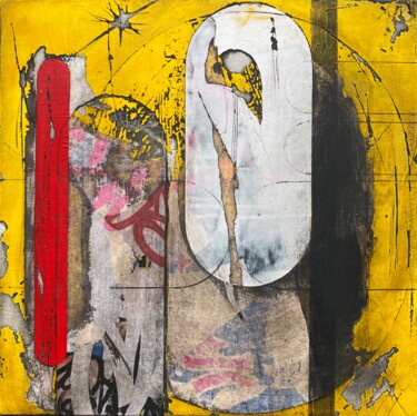 Painting titled "Yellow 1" by Christelle Riffet (Céhère), Original Artwork, Acrylic Mounted on Cardboard