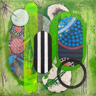Painting titled "Modern spring" by Christelle Riffet (Céhère), Original Artwork, Acrylic Mounted on Cardboard