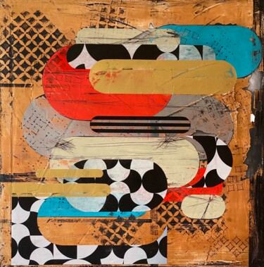 Malerei mit dem Titel "Seventies" von Christelle Riffet (Céhère), Original-Kunstwerk, Acryl Auf Keilrahmen aus Holz montiert