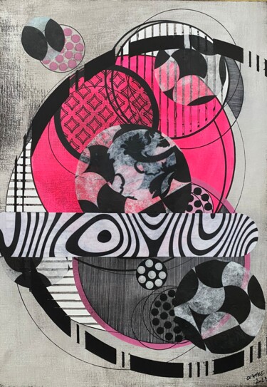 Pintura intitulada "Pink shapes 1" por Christelle Riffet (Céhère), Obras de arte originais, Acrílico