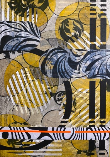 Malarstwo zatytułowany „Yellow shapes” autorstwa Christelle Riffet (Céhère), Oryginalna praca, Akryl