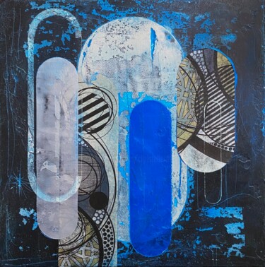 Malerei mit dem Titel "PRIMARY BLUE" von Christelle Riffet (Céhère), Original-Kunstwerk, Acryl Auf Keilrahmen aus Holz monti…
