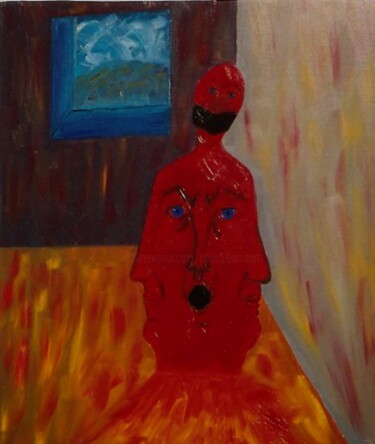Painting titled "Le prisonnier" by Christelle Robert, Original Artwork, Oil