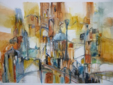 Painting titled "Cathédrale Saint Pa…" by Christelle Veron Cherbonnier, Original Artwork, Watercolor