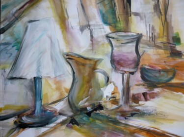 Peinture intitulée "Lampe de table 2" par Christelle Veron Cherbonnier, Œuvre d'art originale, Aquarelle
