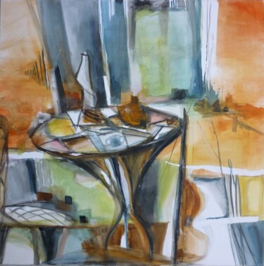 Painting titled "Entre deux partitio…" by Christelle Veron Cherbonnier, Original Artwork, Watercolor