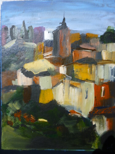 Painting titled "Village de Provence…" by Christelle Veron Cherbonnier, Original Artwork, Acrylic