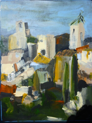 Malerei mit dem Titel "Village de Provence…" von Christelle Veron Cherbonnier, Original-Kunstwerk, Acryl