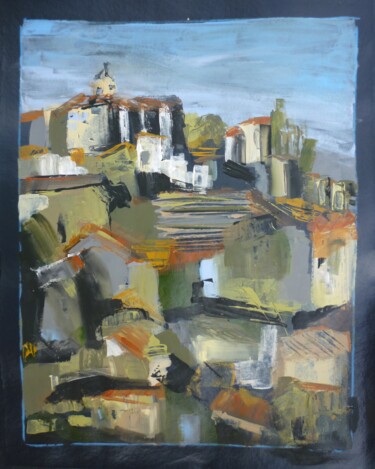 Peinture intitulée "Village de Provence…" par Christelle Veron Cherbonnier, Œuvre d'art originale, Acrylique