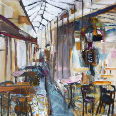 Malerei mit dem Titel "Wagon-restaurant" von Christelle Veron Cherbonnier, Original-Kunstwerk, Acryl