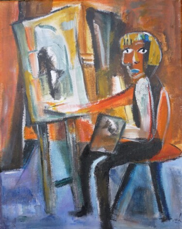 Картина под названием "L'atelier d'Estève" - Christelle Veron Cherbonnier, Подлинное произведение искусства, Акрил
