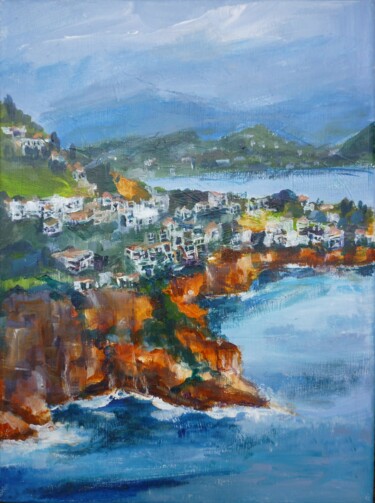 Painting titled "Esterel 1" by Christelle Veron Cherbonnier, Original Artwork, Acrylic Mounted on Wood Stretcher frame