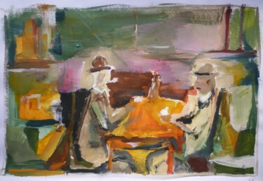 Peinture intitulée "Les joueurs de cart…" par Christelle Veron Cherbonnier, Œuvre d'art originale, Acrylique