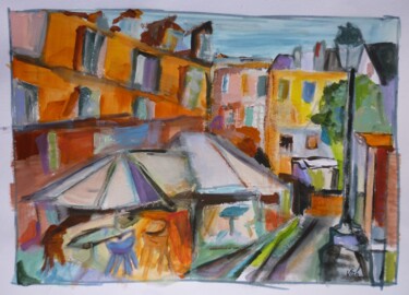 Painting titled "Marché" by Christelle Veron Cherbonnier, Original Artwork, Acrylic