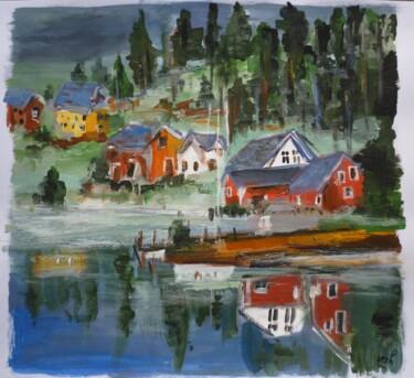 Pintura intitulada "Norvège 1" por Christelle Veron Cherbonnier, Obras de arte originais, Acrílico