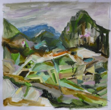 Painting titled "Machu Picchu" by Christelle Veron Cherbonnier, Original Artwork, Acrylic