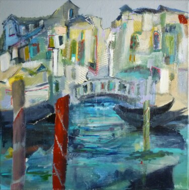 Painting titled "Venezia 2" by Christelle Veron Cherbonnier, Original Artwork, Acrylic Mounted on Wood Stretcher frame