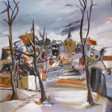 Peinture intitulée "Le petit village de…" par Christelle Veron Cherbonnier, Œuvre d'art originale, Acrylique Monté sur Châss…