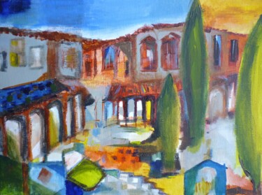 Painting titled "Toulouse" by Christelle Veron Cherbonnier, Original Artwork, Acrylic Mounted on Wood Stretcher frame