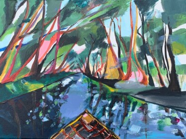 Pintura titulada "La barque de la vie…" por Christelle Veron Cherbonnier, Obra de arte original, Acrílico Montado en Bastido…