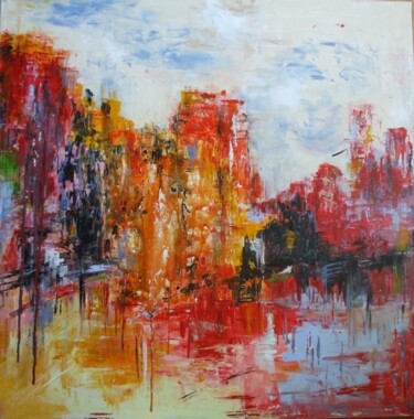 Painting titled "Manhattan , le long…" by Christelle Veron Cherbonnier, Original Artwork