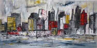 Pittura intitolato "Manhattan Skyline" da Christelle Veron Cherbonnier, Opera d'arte originale