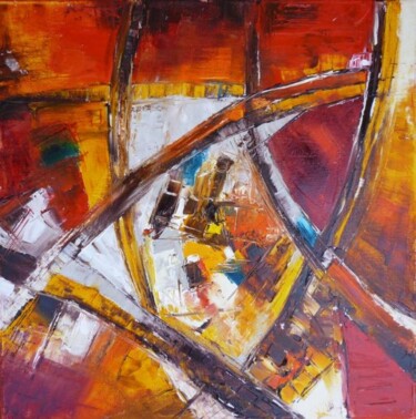 Painting titled "Village kaléidoscope" by Christelle Veron Cherbonnier, Original Artwork