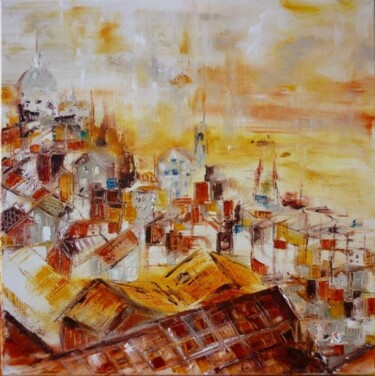 Painting titled "Les toits de l'Alfa…" by Christelle Veron Cherbonnier, Original Artwork