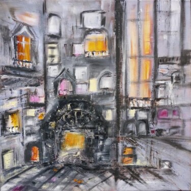 Painting titled "Cour intérieure" by Christelle Veron Cherbonnier, Original Artwork