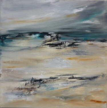 Painting titled "La mer pour horizon" by Christelle Veron Cherbonnier, Original Artwork