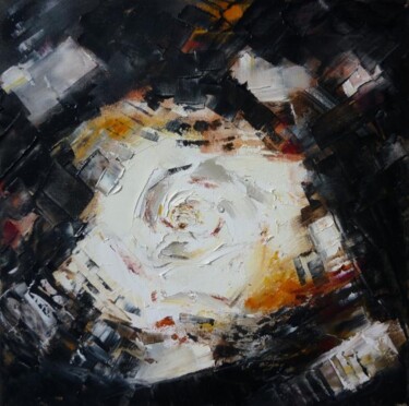 Painting titled "Au nom de la rose 1" by Christelle Veron Cherbonnier, Original Artwork