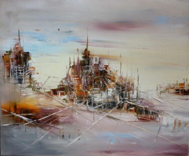 Painting titled "Forteresse dorée" by Christelle Veron Cherbonnier, Original Artwork