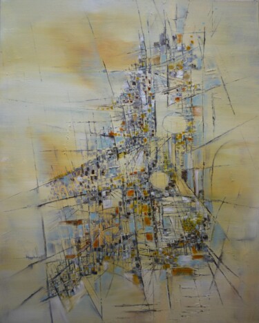 Painting titled "Eté à Barcelone" by Christelle Veron Cherbonnier, Original Artwork, Oil