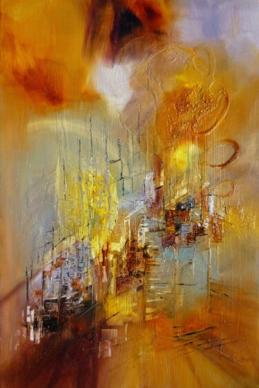 Schilderij getiteld "Carrer Gaudi" door Christelle Veron Cherbonnier, Origineel Kunstwerk