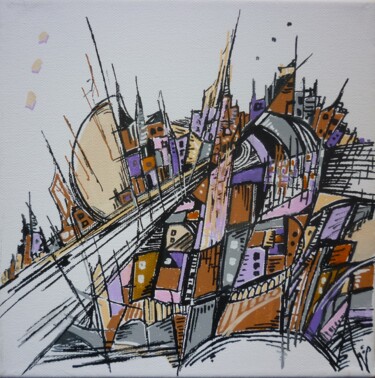 Peinture intitulée "Pourpre Barcelone 2" par Christelle Veron Cherbonnier, Œuvre d'art originale