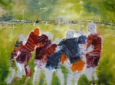 Painting titled "Les rugbymen" by Christelle Veron Cherbonnier, Original Artwork