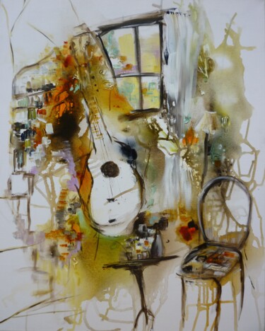 Peinture intitulée "Il rêve la musique" par Christelle Veron Cherbonnier, Œuvre d'art originale, Huile