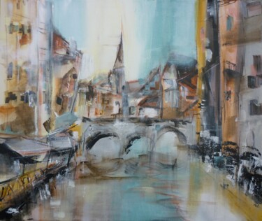 Schilderij getiteld "Annecy" door Christelle Veron Cherbonnier, Origineel Kunstwerk, Acryl