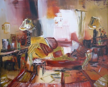 Painting titled "Le salon de Léonor" by Christelle Veron Cherbonnier, Original Artwork, Acrylic