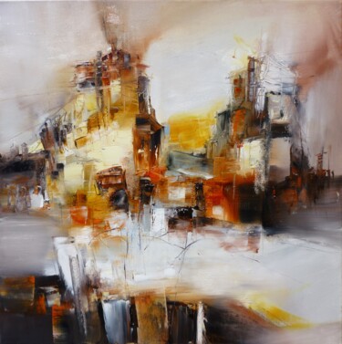 Painting titled "Les boulevards de c…" by Christelle Veron Cherbonnier, Original Artwork, Oil