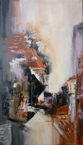 Peinture intitulée "La rue d'une enfanc…" par Christelle Veron Cherbonnier, Œuvre d'art originale, Acrylique