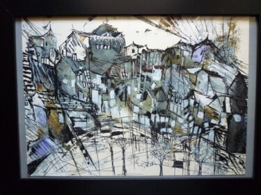 Peinture intitulée "Village de basalte 1" par Christelle Veron Cherbonnier, Œuvre d'art originale, Acrylique