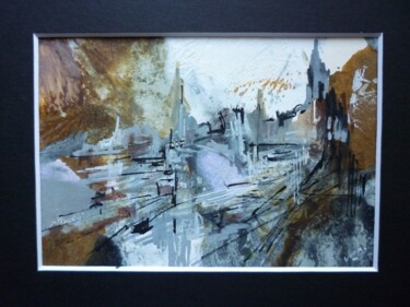 Peinture intitulée "Village de basalte 2" par Christelle Veron Cherbonnier, Œuvre d'art originale, Gouache