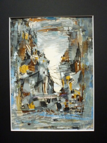 Painting titled "Cité lacustre 2" by Christelle Veron Cherbonnier, Original Artwork, Acrylic