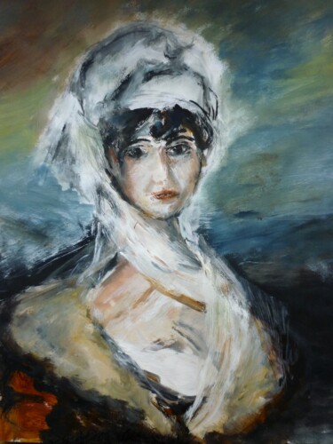 Painting titled "L'actrice aux yeux…" by Christelle Veron Cherbonnier, Original Artwork, Other