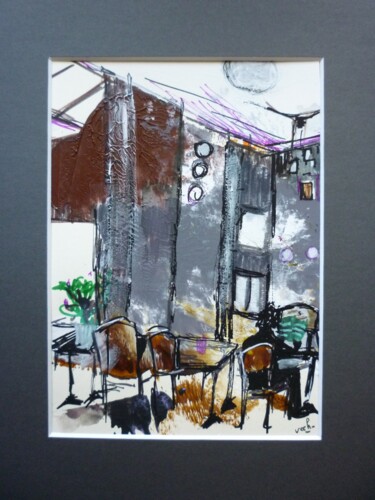 Картина под названием "Café littéraire 1" - Christelle Veron Cherbonnier, Подлинное произведение искусства, Другой