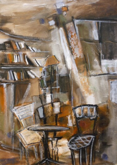 Painting titled "Un petit salon cosy" by Christelle Veron Cherbonnier, Original Artwork, Other