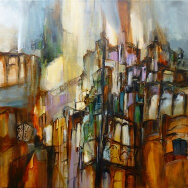 Painting titled "La Gran Via de Madr…" by Christelle Veron Cherbonnier, Original Artwork, Acrylic